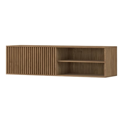 Meuble TV suspendu bois, niches et porte, PORTMORE BEST MOBILIER