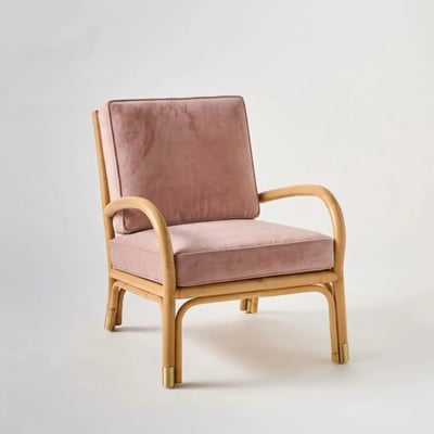 Fauteuil rotin et velours RIVIERA KOK