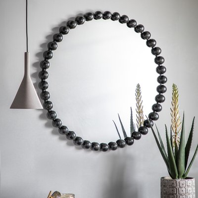 80cm Black Round Bobble Mirror SO'HOME