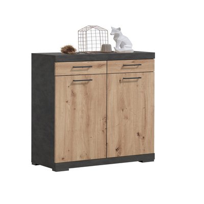 Commode de Rangement 2 Portes 2 Tiroirs L80cm - Bristol CALICOSY
