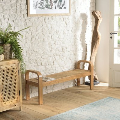 Banc 2 places 120 cm bois mindi et rotin MALAGA PIER IMPORT