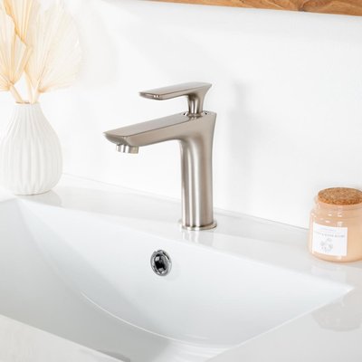 Mitigeur lavabo salle bain Ems nickel brossé WANDA COLLECTION