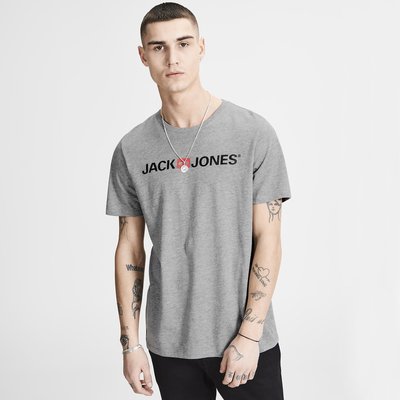 T-shirt scollo rotondo maniche corte fantasia davanti JACK & JONES