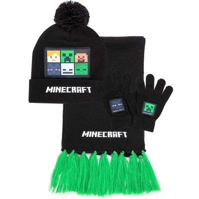 Ensemble bonnet, gants et écharpe MINECRAFT