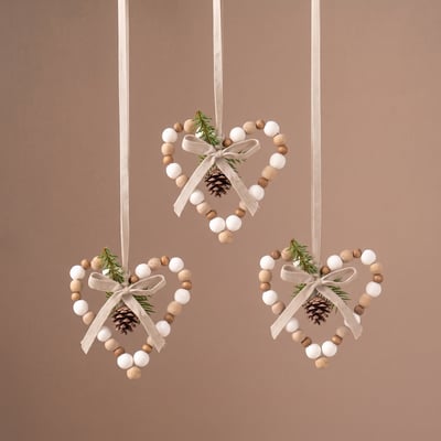 Coeur natura à suspendre de noël décorative D11 NOËL SIA