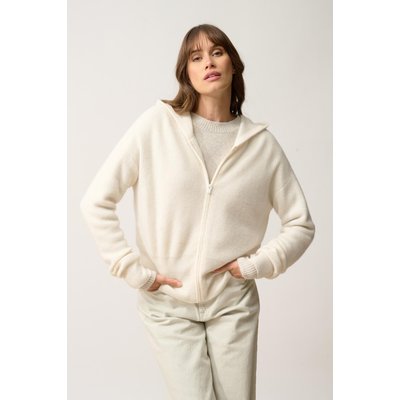 Gilet Zippé Capuche Ivoire Helga JUST CASHMERE
