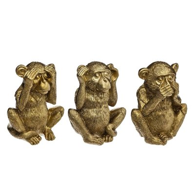 Ensemble De 3 Singes Sagesse En Résine Or 17 ATMOSPHERA