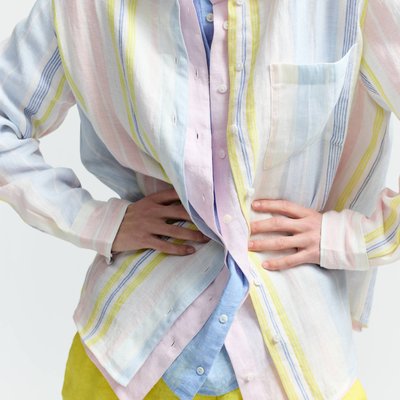 Chemise manches longues rayée en lin MONOPRIX
