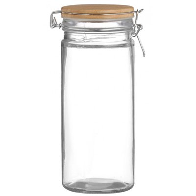 Bocal Cuisine Hermétique en Verre Couvercle Clip Bambou -  1.3L WADIGA
