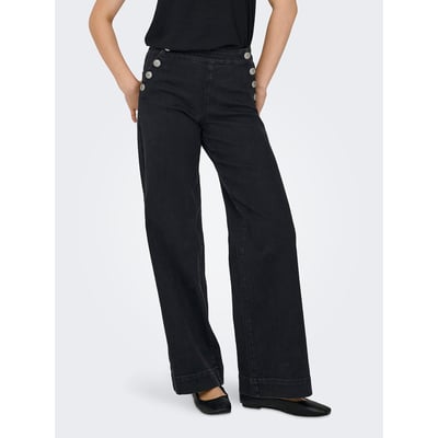 Jean large taille haute, avec boutons côtés ONLY