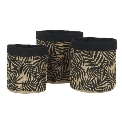 Cache-pots en tissu et jute 20cm lot de 3 LIGNE DECO