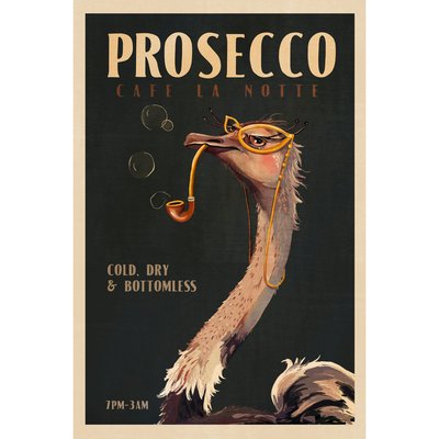 Tableau Mural Encadré Autruche Prosecco Café La Notte COCKTAIL CEANOTHE