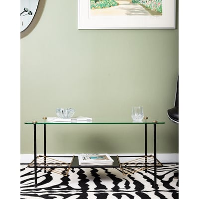 Table basse en verre et métal vintage Donna N°1576 - Bon état DEBONGOUT