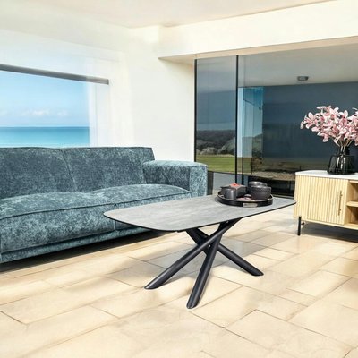 Table basse en céramique anthracite bords ronds LOMBARDIE PIER IMPORT