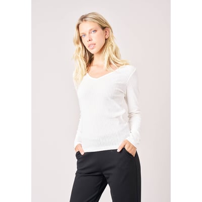 T-shirt regular femme en 100% coton côtelé PAULANA DEELUXE
