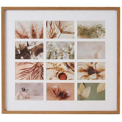 Cadre photo pêle-mêle 12 photos mural bois 54x59cm WADIGA