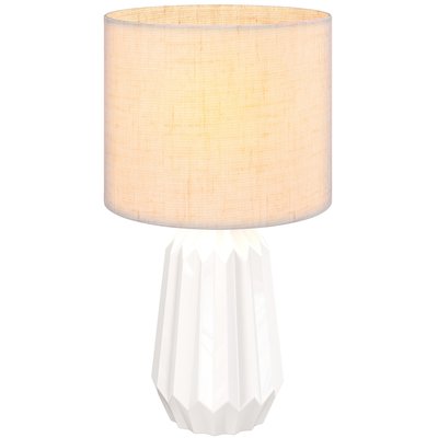 Lampe de table Céramique Blanc et Beige HOMCOM