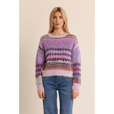 Pull girocollo con stampa tie-dye e dettagli in paillettes MOLLY BRACKEN