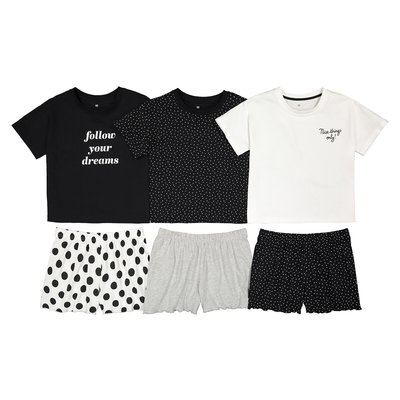 Lot de 3 pyjashorts en coton à pois LA REDOUTE COLLECTIONS