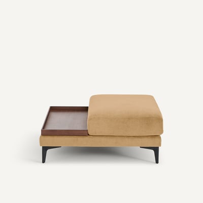 Repose-pieds avec plateau, en velours stone, MODERNISTE AM.PM X EMMANUEL GALLINA