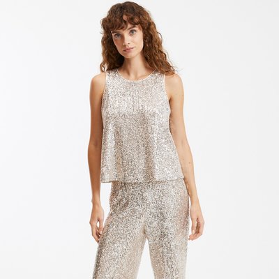 Blouse col rond, sans manches à sequins LA REDOUTE COLLECTIONS