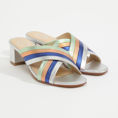 Mules Talon  Wesley Argent, Bleu Électrique , Orange Et Vert WHITESUN