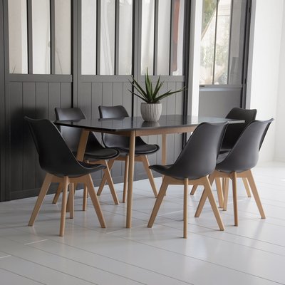 Table extensible Helga 120, 6 chaises Nora, NORA HAPPY GARDEN
