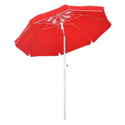 Parasol de plage Polyester Rouge OUTSUNNY