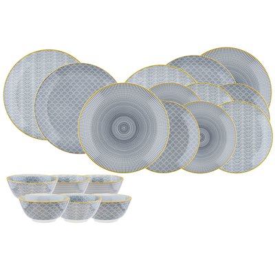 Lot de 18 set les essentiels en porcelaine, PATTERN BJORN