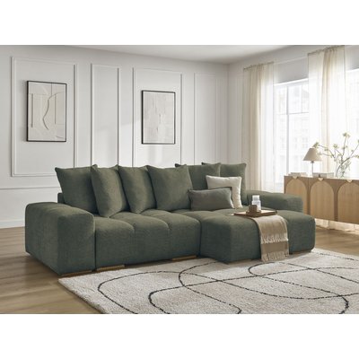 Canapé d'angle convertible 4 places en tissu bouclette, ANAKIN BOBOCHIC