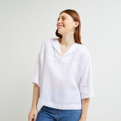 Top en lin uni, certifié European flax MONOPRIX