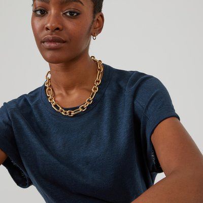 T-shirt de gola redonda, em linho LA REDOUTE COLLECTIONS