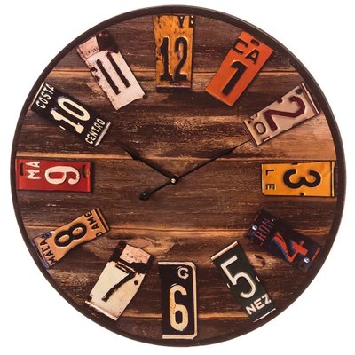 Horloge murale ronde multicolore bois vintage WADIGA