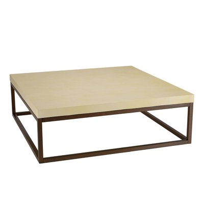 Table basse carrée 120 cm métal et béton beige BRASILIA PIER IMPORT