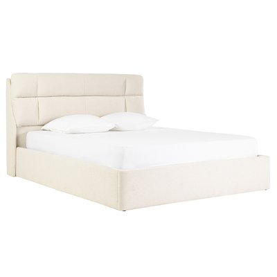 Lit coffre 2 places 160x200 cm en tissu texturé beige HONO MILIBOO