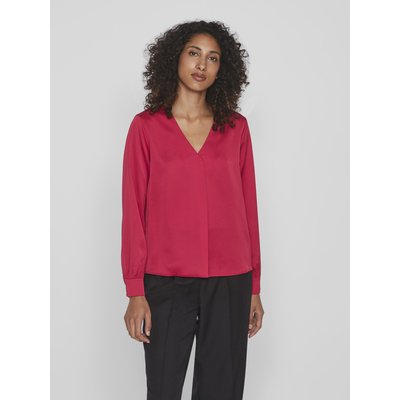 Blouse satinée, col V, manches longues VILA