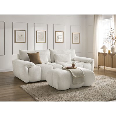 Canapé droit fixe 4 places en tissu texturé avec pouf, IVANE BOBOCHIC