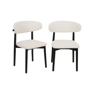 Chaise bois d'hévéa et tissu bouclette (lot de 2)  PAOLA SWEEEK