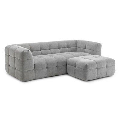 Canapé 3 places en polyester avec pouf, DARIUS OVIALA