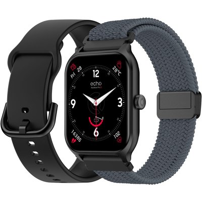Montre connectée Rainbow Pro S Noir Silicone + Gris Nylon ECHO