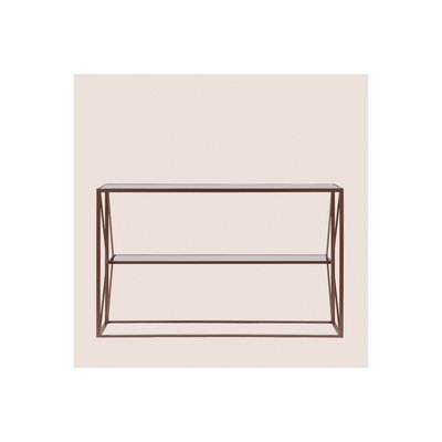 Console en métal marron et double plateau en verre L120 - THEIA HELLIN, DEPUIS 1862