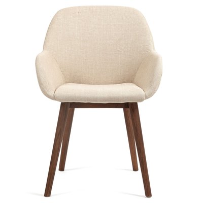 Chaise repas accoudoirs tissu  pied chêne foncé MALVA ZAGO