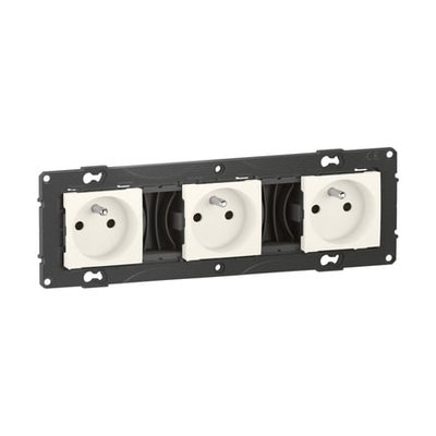 Triple Prises À Encastrer Altège 3 X 2 Pôles + Terre 16a Neige LEGRAND