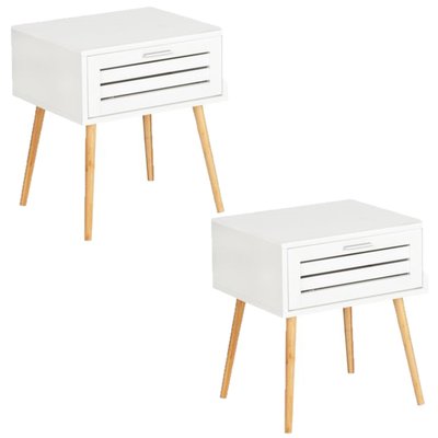 Lot de 2 Tables de chevet Finja avec 1 tiroir en Bambou et MDF TOILINUX