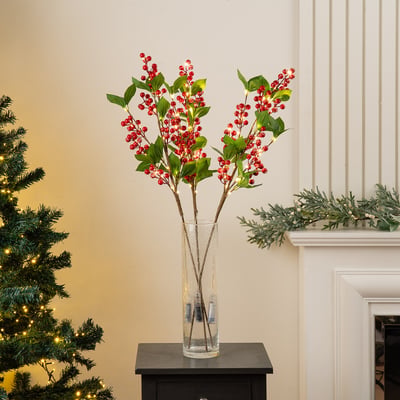 Set of 3 85cm Pre-lit Berry Stems SO'HOME