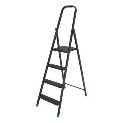Escabeau Acier Pliable - Noir Mat - 4 Marches HAILO
