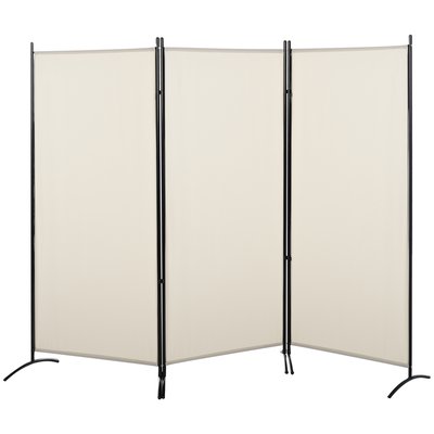 Paravent 3 panneaux sur pied brise-vue séparateur métal polyester HOMCOM