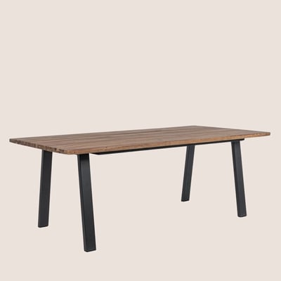 Table de jardin rectangulaire en bois et métal L200 8 personnes - OLERON HELLIN, DEPUIS 1862