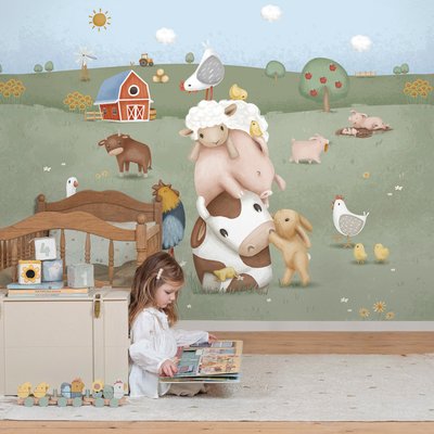 Papier peint panoramique pour enfant Animaux de la ferme LITTLE DUTCH