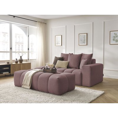 Canapé droit fixe 5 places en tissu chiné avec pouf, MONT-BLANC BOBOCHIC